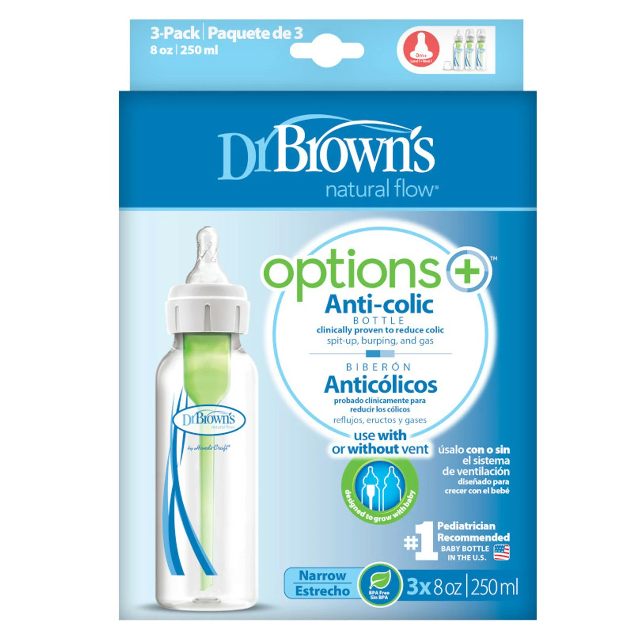 Dr Browns 250 ML Feeding Bottle Level 1 Teat 3 Pack