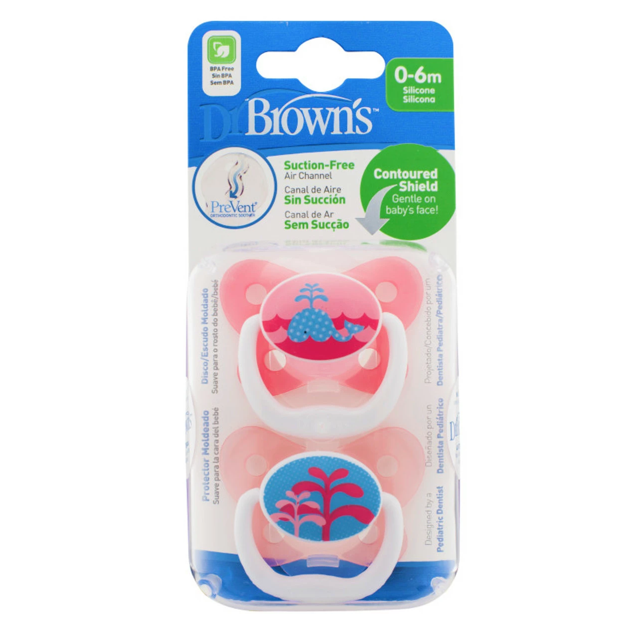 Dr Browns Prevent Contoured Pacifier Stage 1 Pink - Image 2