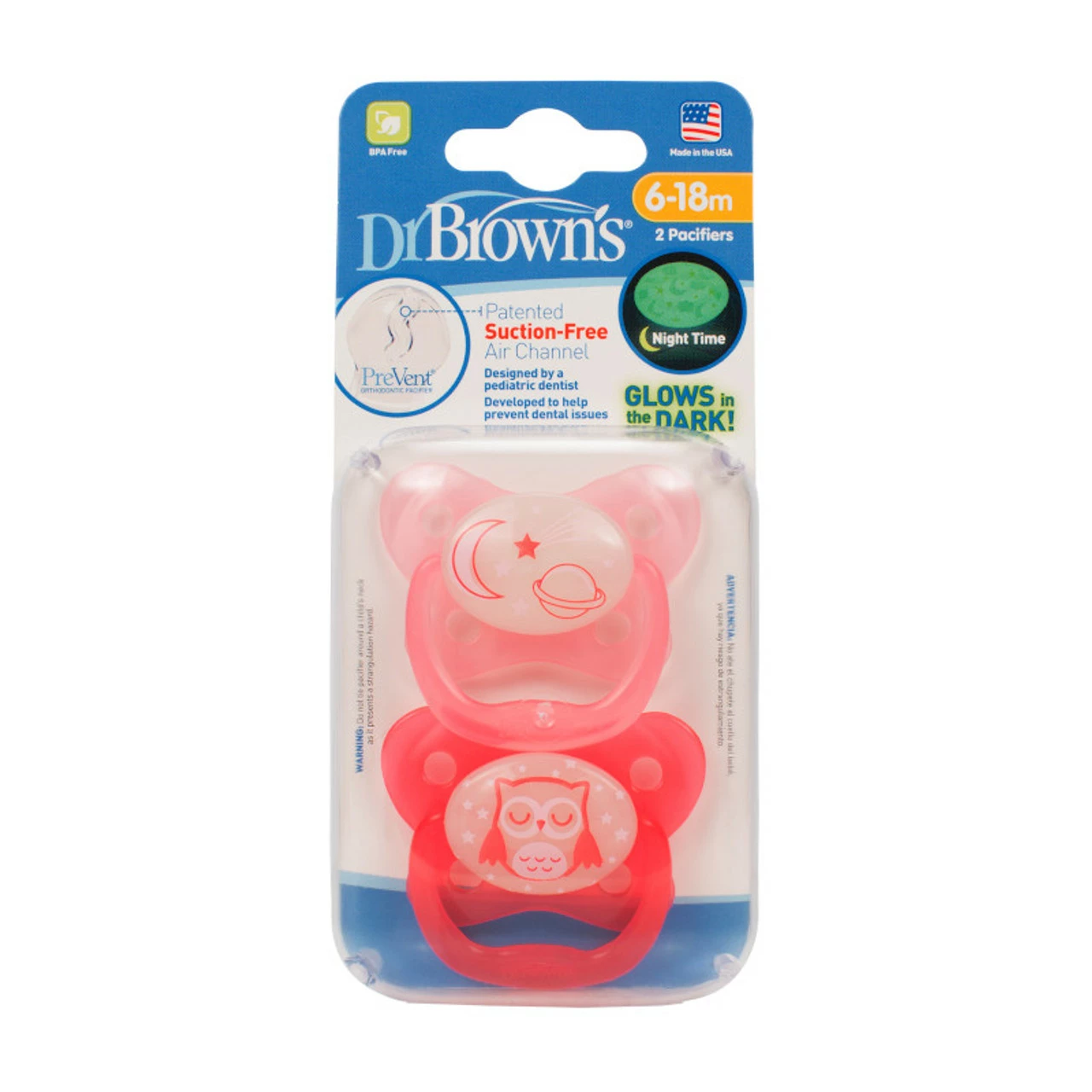 Dr Browns Glowinthedark Pacifier Stage 2 Blue 2 Pack - Image 2