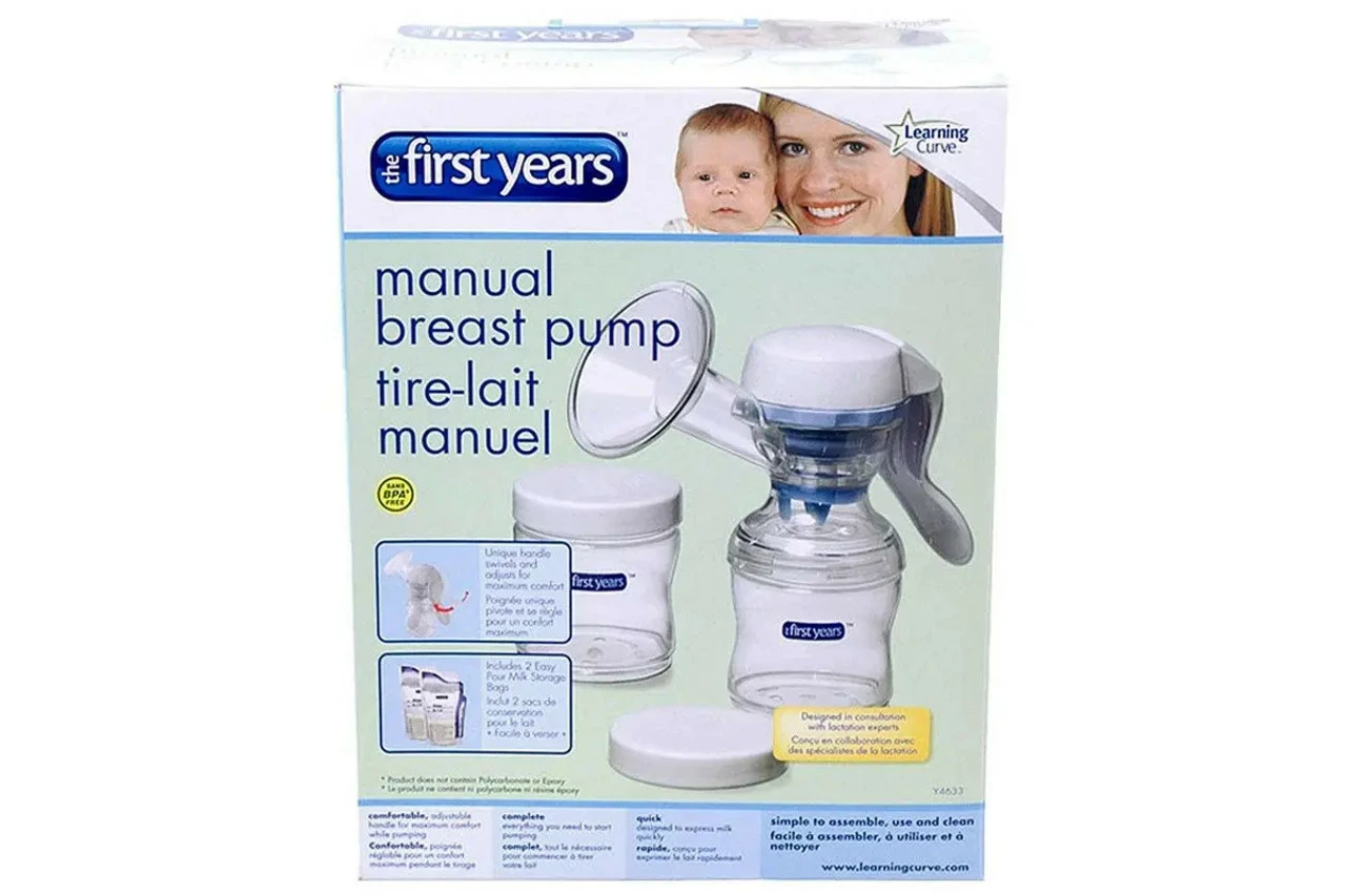 The First Years Baby Manual Breastfeeding Breast Milk BPA Free Pump With 2 Bottles - Image 2